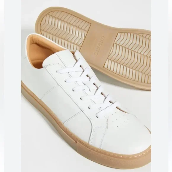 GREATS Brooklyn Royale White Leather and Gum Sneakers. US9/UK8.5/EUR41. Classic - Picture 1 of 16